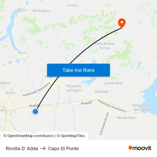 Rivolta d'Adda to Capo Di Ponte map