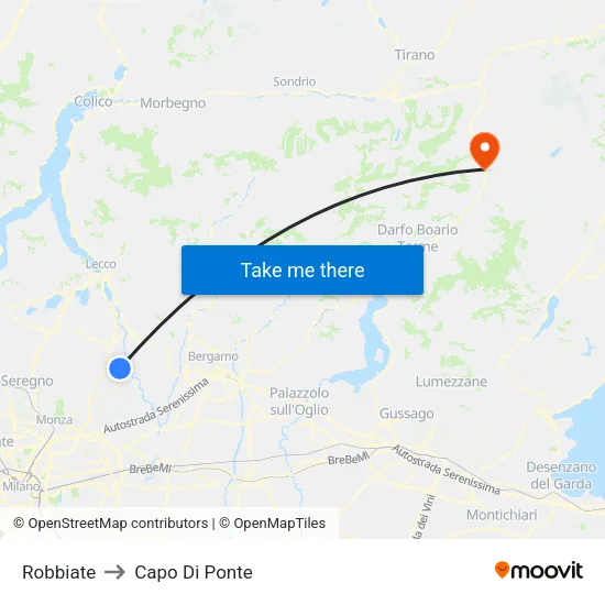 Robbiate to Capo Di Ponte map