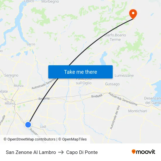 San Zenone Al Lambro to Capo Di Ponte map