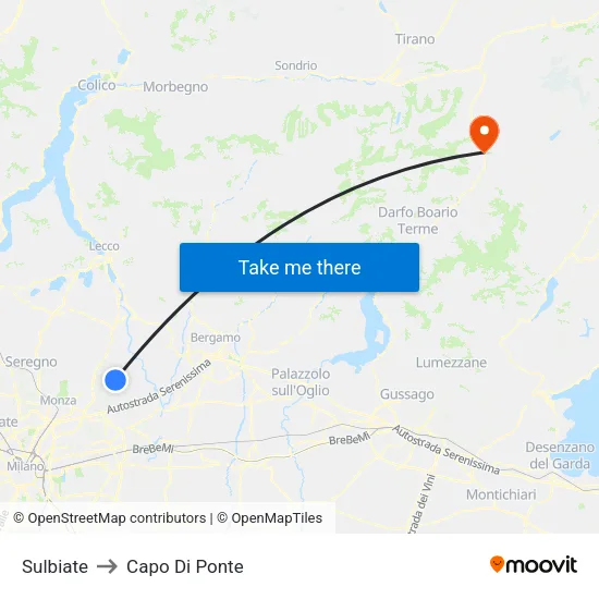 Sulbiate to Capo Di Ponte map