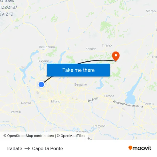 Tradate to Capo Di Ponte map