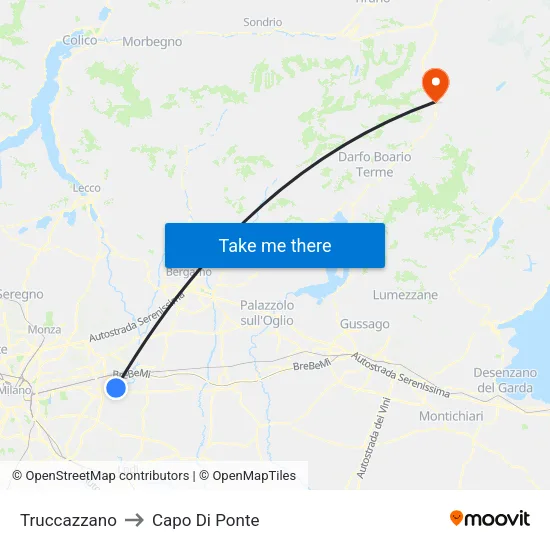 Truccazzano to Capo Di Ponte map