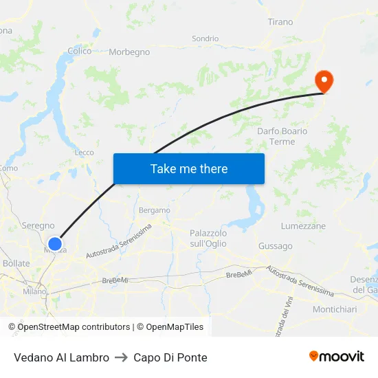 Vedano Al Lambro to Capo Di Ponte map