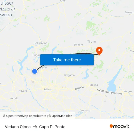 Vedano Olona to Capo Di Ponte map