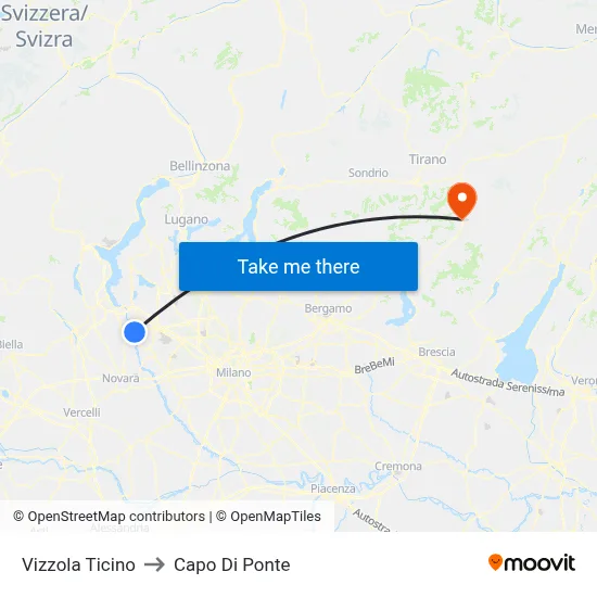 Vizzola Ticino to Capo Di Ponte map