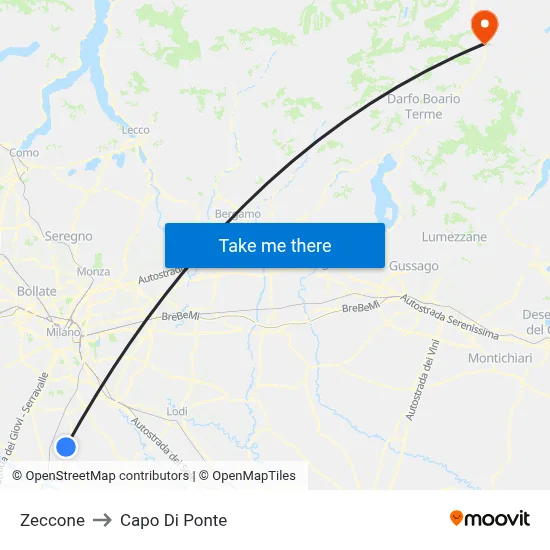 Zeccone to Capo Di Ponte map