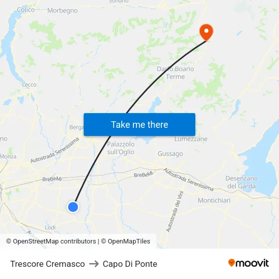 Trescore Cremasco to Capo Di Ponte map