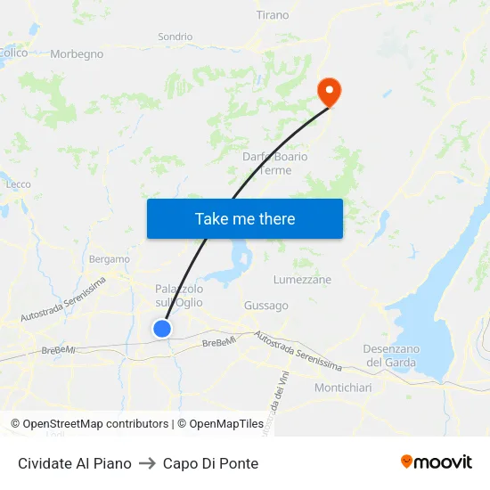 Cividate al Piano to Capo Di Ponte map