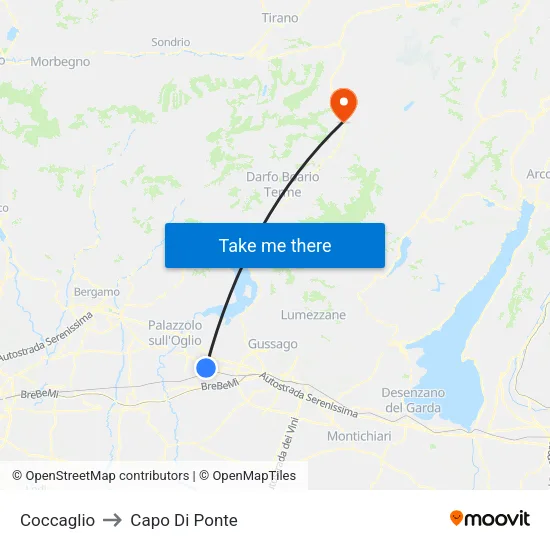 Coccaglio to Capo Di Ponte map