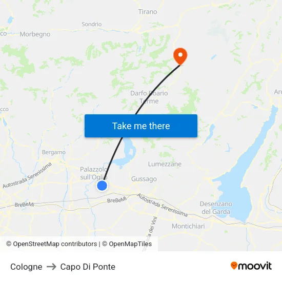 Cologne to Capo Di Ponte map