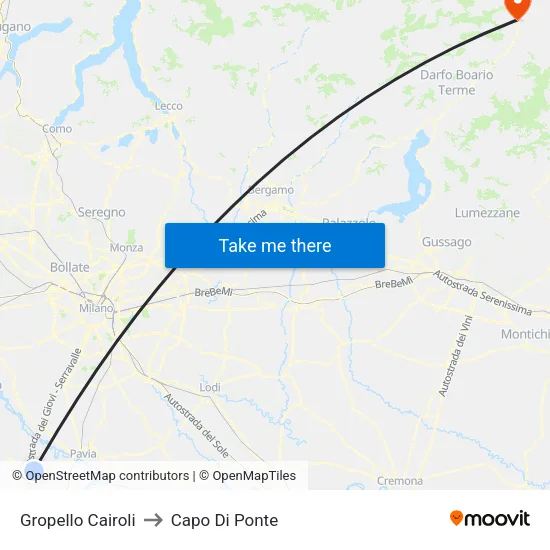 Gropello Cairoli to Capo Di Ponte map
