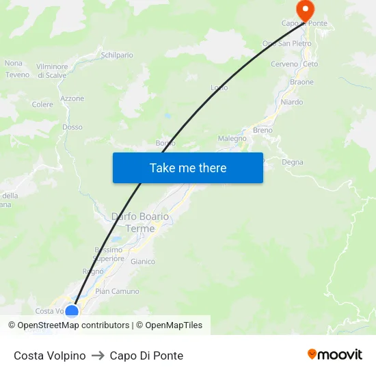 Costa Volpino to Capo Di Ponte map
