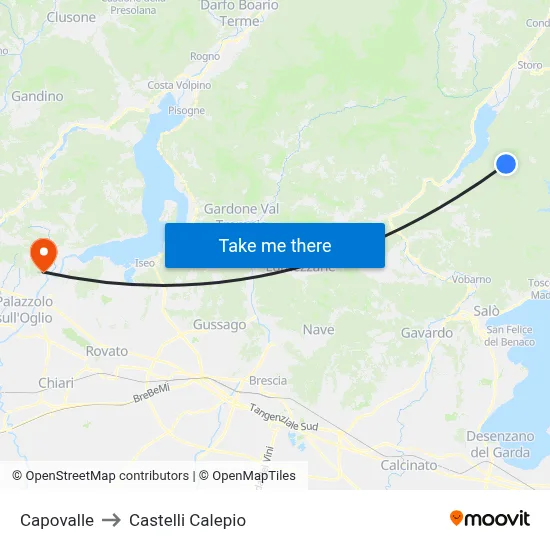 Capovalle to Castelli Calepio map
