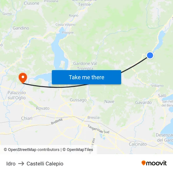 Idro to Castelli Calepio map