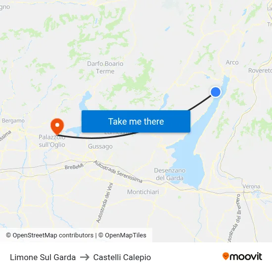 Limone Sul Garda to Castelli Calepio map