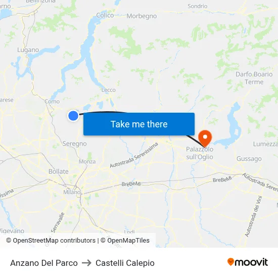 Anzano Del Parco to Castelli Calepio map