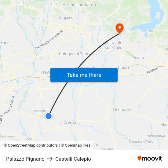 Palazzo Pignano to Castelli Calepio map