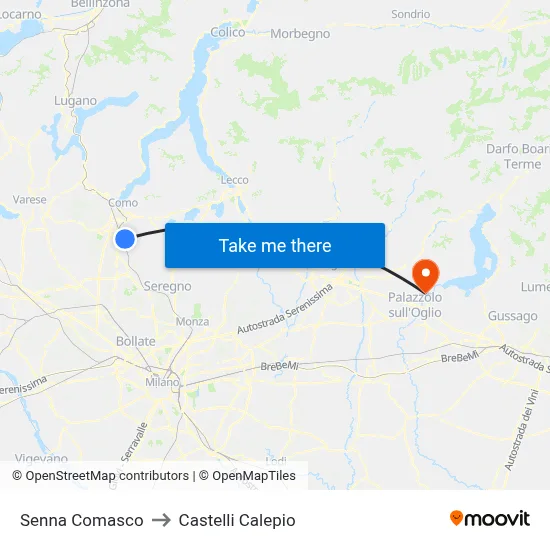 Senna Comasco to Castelli Calepio map