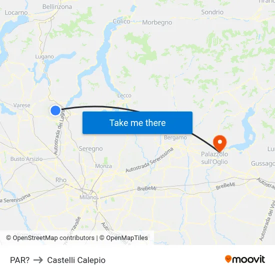 Parre to Castelli Calepio map