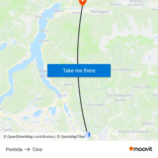 Pontida to Cino map