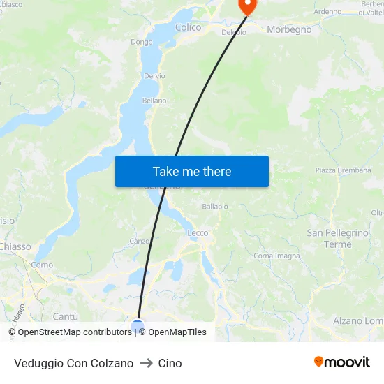 Veduggio con Colzano to Cino map