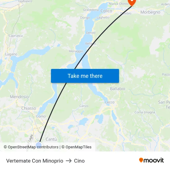 Vertemate Con Minoprio to Cino map