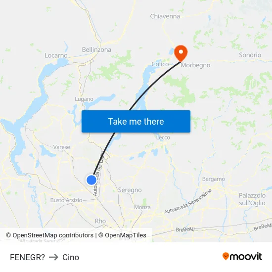 Fenegro to Cino map