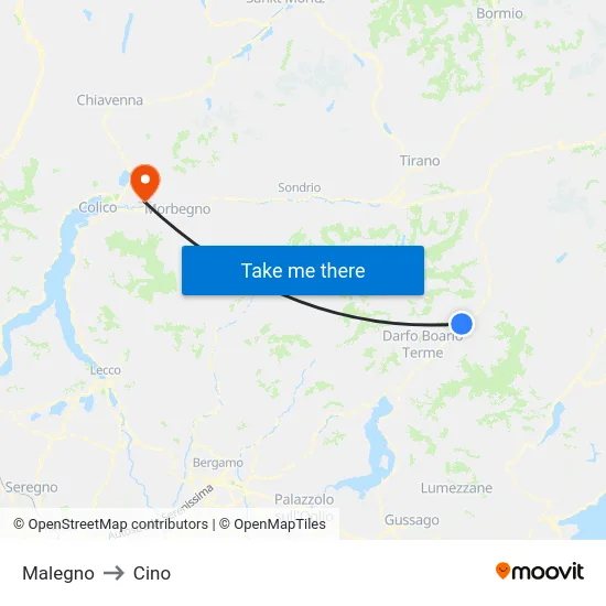 Malegno to Cino map