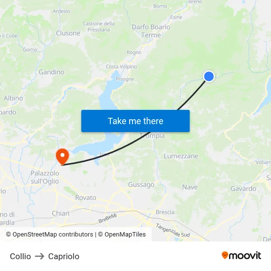 Collio to Capriolo map