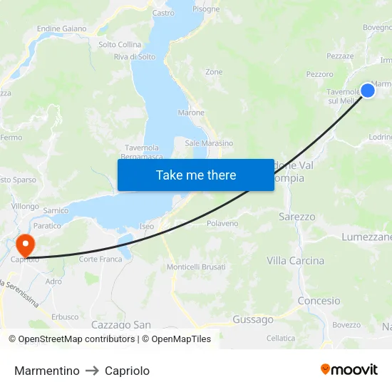 Marmentino to Capriolo map