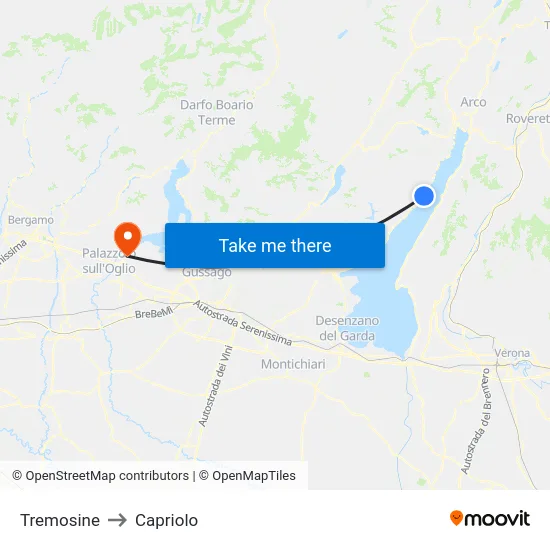 Tremosine to Capriolo map