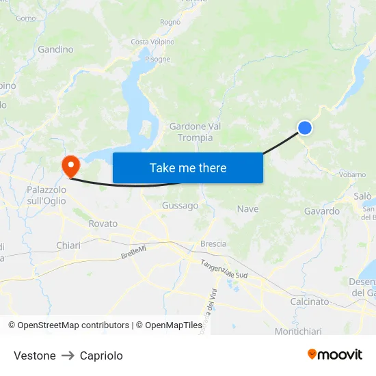 Vestone to Capriolo map