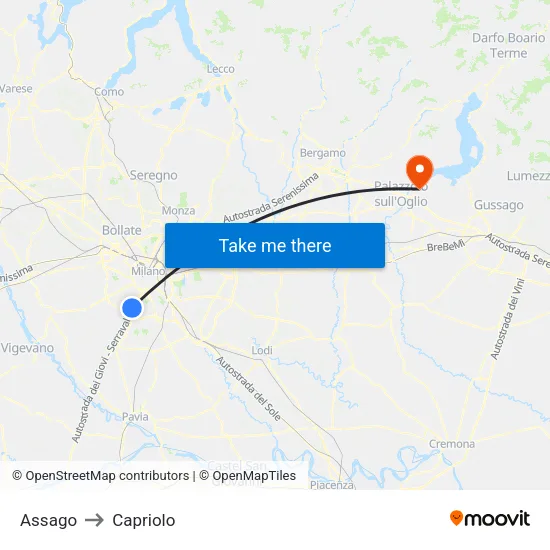 Assago to Capriolo map