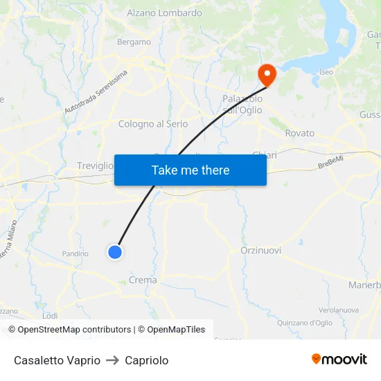 Casaletto Vaprio to Capriolo map