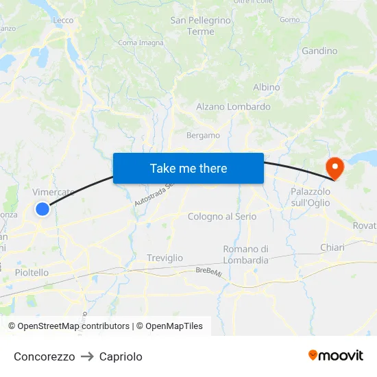Concorezzo to Capriolo map