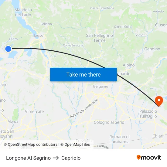 Longone Al Segrino to Capriolo map