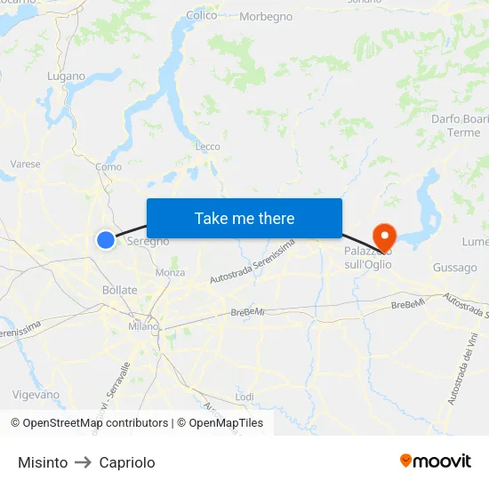 Misinto to Capriolo map