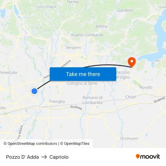 Pozzo D' Adda to Capriolo map