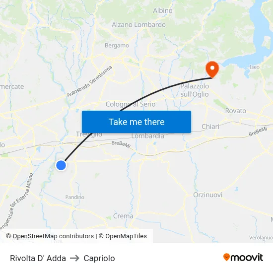 Rivolta D' Adda to Capriolo map