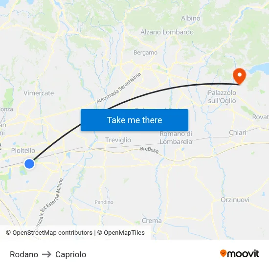 Rodano to Capriolo map