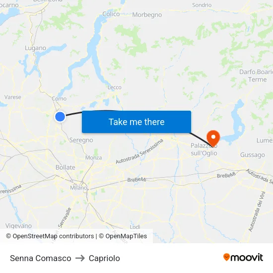 Senna Comasco to Capriolo map