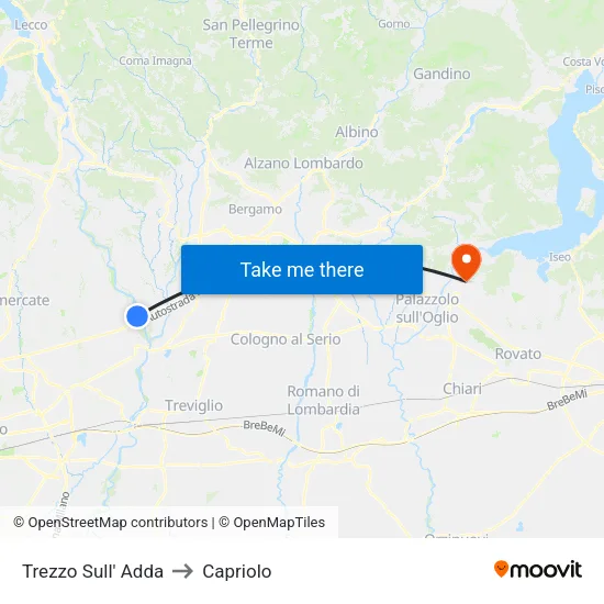 Trezzo Sull' Adda to Capriolo map