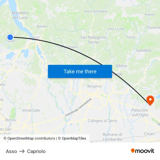 Asso to Capriolo map