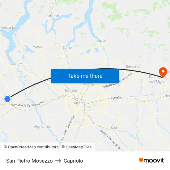San Pietro Mosezzo to Capriolo map