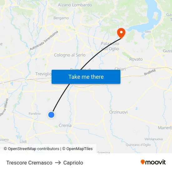 Trescore Cremasco to Capriolo map