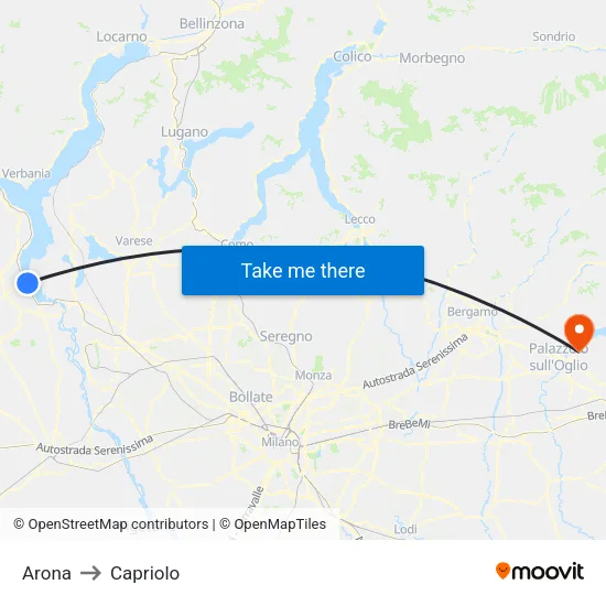 Arona to Capriolo map