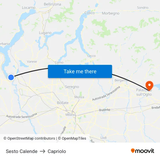 Sesto Calende to Capriolo map