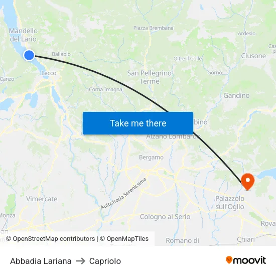 Abbadia Lariana to Capriolo map