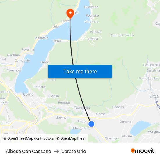 Albese Con Cassano to Carate Urio map