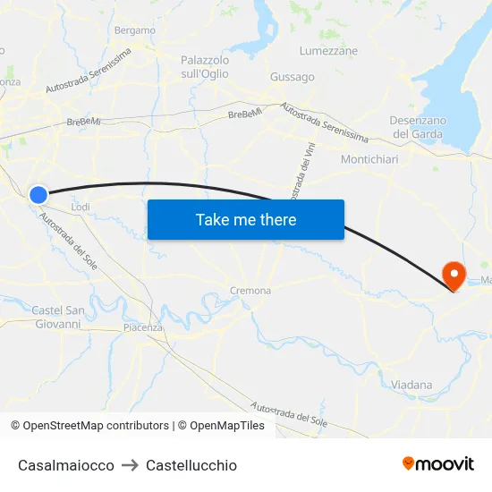 Casalmaiocco to Castellucchio map